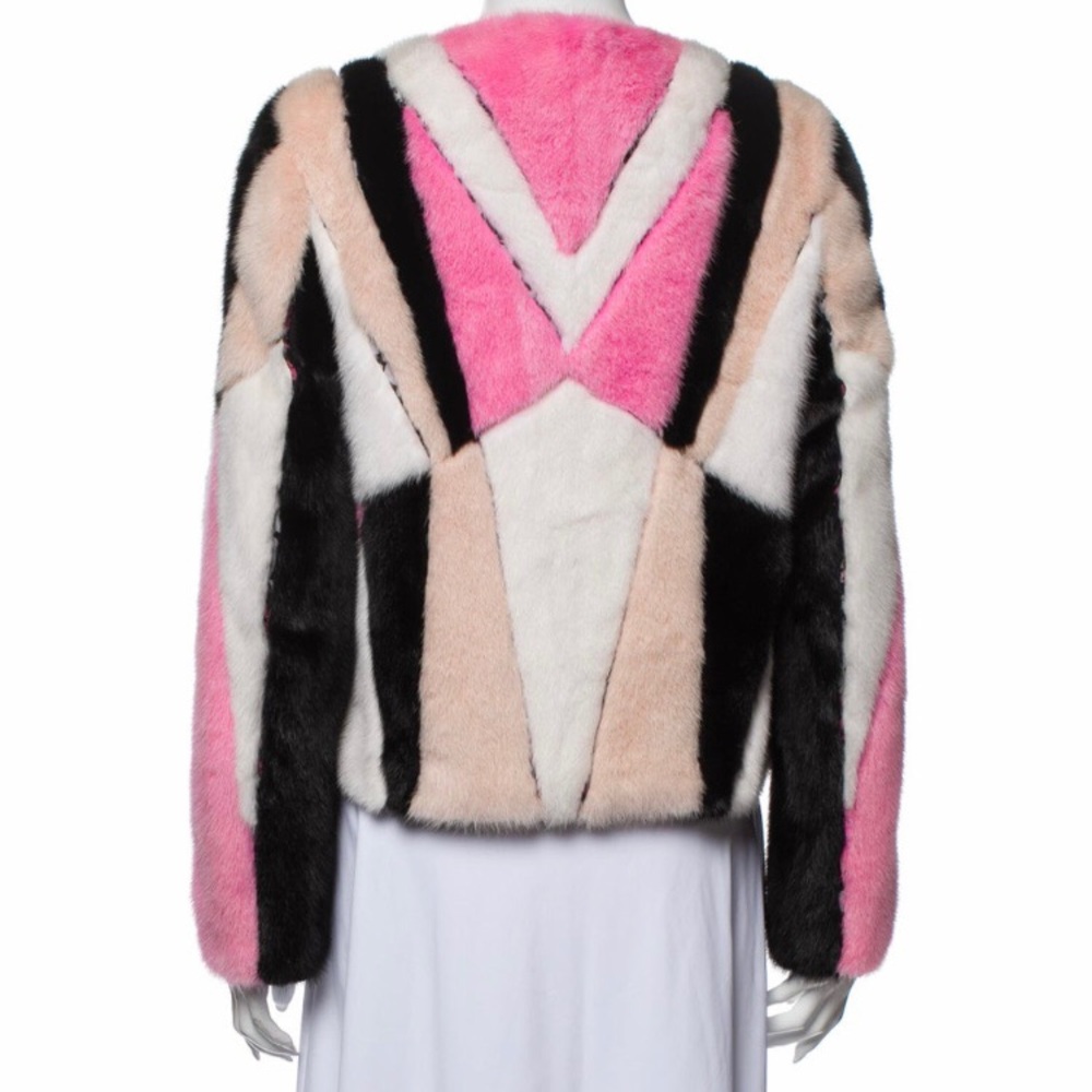 VERSACE Color Block Mink Jacket BNWT